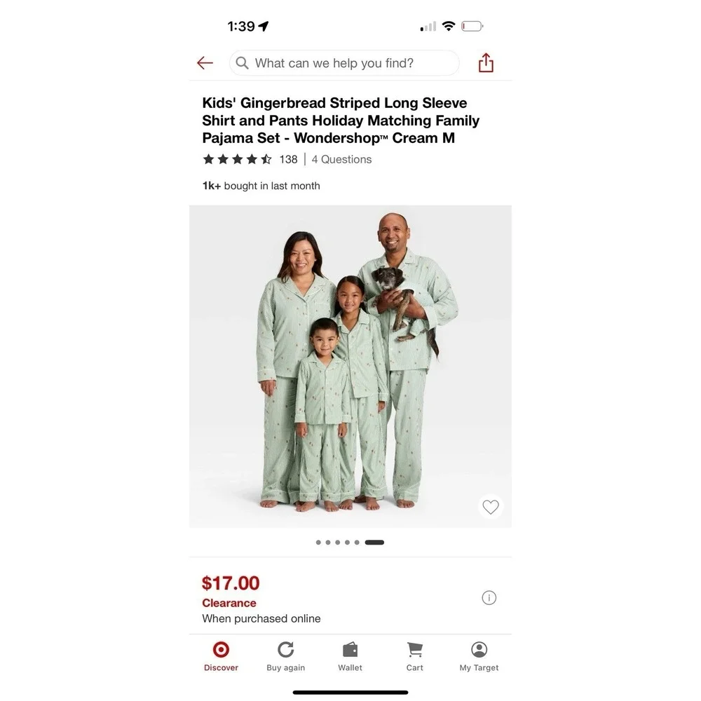 Kids Size‎ 8 holiday Christmas pajamas Set Gingerbread Wondershop
